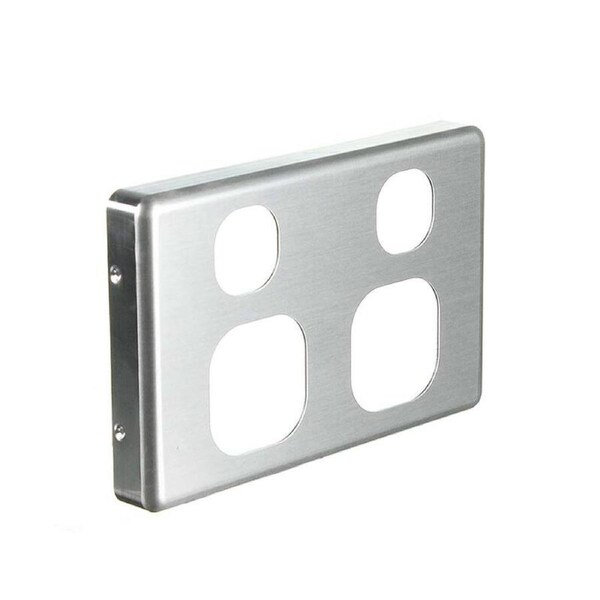 NLS 30556 - Double Power Point Brushed Aluminium Cover
