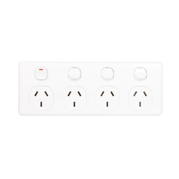 NLS 30455 - Quad Power Point 10Amp - Double Pole - Classic Style