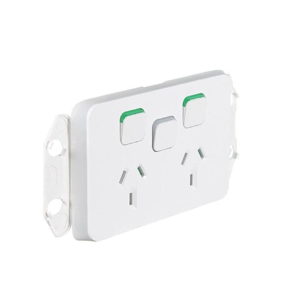 Clipsal Iconic 3025XA-VW - 10 Amp Double Power Point Extra Switch - Vivid White