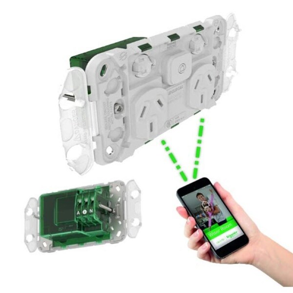 Clipsal Iconic 3025CSG - Double Power Point GPO, Grid, Horizontal Twin 10A - Connect to Wiser App