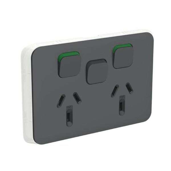 Clipsal Iconic 3025XC-AN - Double Power Point Extra Switch Skin Anthracite - (SKIN ONLY)