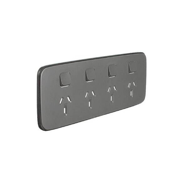 Clipsal Iconic Ash Grey Essence Skin Socket Switch Horizontal Quad - E3015-4C-AG