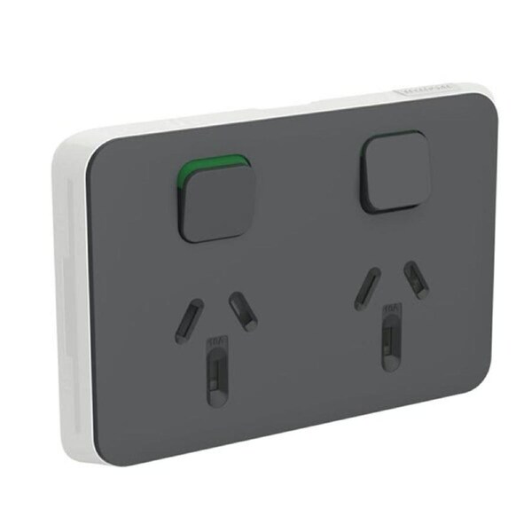 Clipsal Iconic 3025C-AN - Double Power Point Skin Anthracite - (SKIN ONLY)