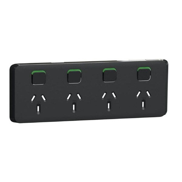 Clipsal Iconic 3015/4C-XB - Quad Power Point Skin Black - (SKIN ONLY)