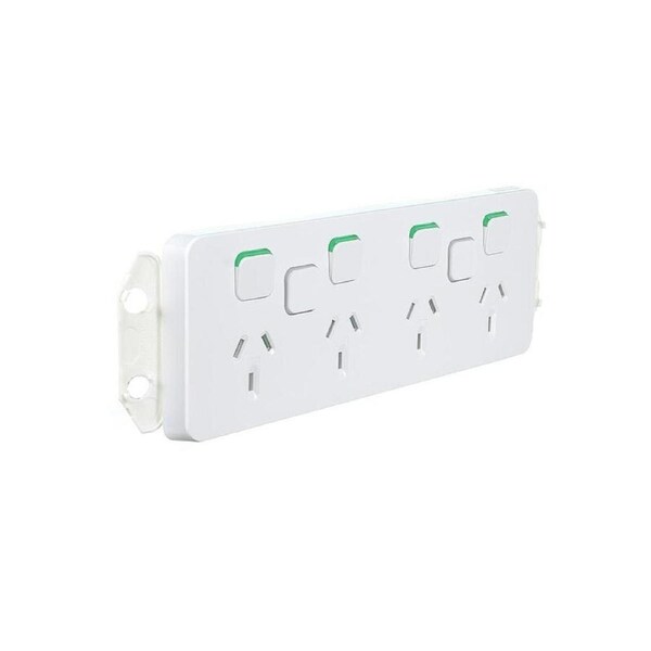 Clipsal Iconic 3015-4XXUAVW - Quad Power Point 2 x UNLOADED extra switch - 10amp 250v - Vivid White