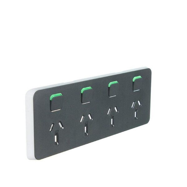 Clipsal Iconic 3015/4C-AN - Quad Power Point Skin Anthracite - (SKIN ONLY)