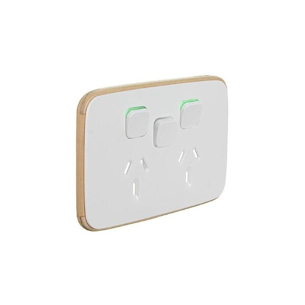 Clipsal Iconic ARCTIC WHITE Essence Skin Socket Switch Horizontal Double Extra Switch - E3025XC-AW