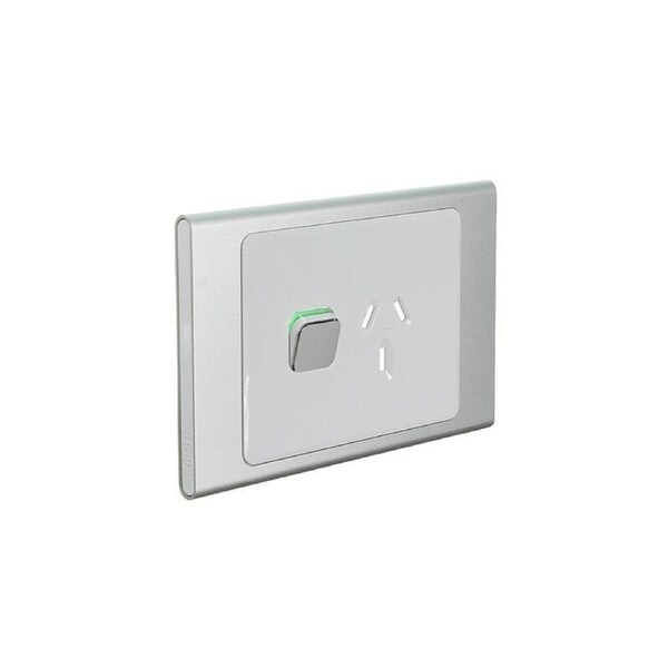 Clipsal Iconic STYL Single Switched Internal Power point Cover Plate Silver - S3015C-SV