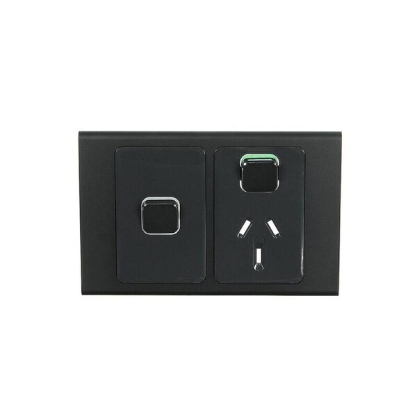 Clipsal Iconic STYL Single Switched Internal Power point with extra Switch Cover Plate Silver Shadow - S3015XC-SH