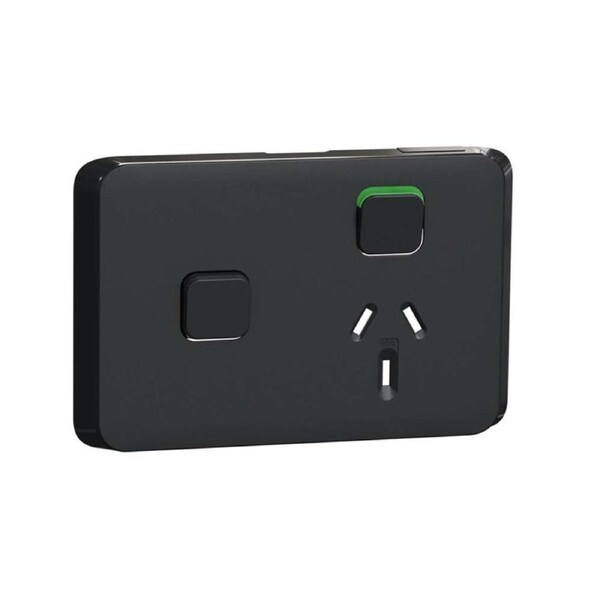 Clipsal Iconic 3015XC-XB - Single 10A Power Point Extra Switch Skin Black - (SKIN ONLY)
