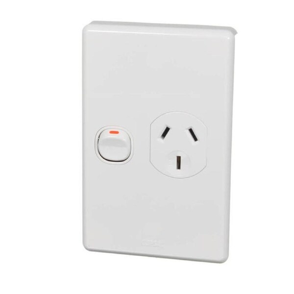 Clipsal Classic C2015V-WE - 10Amp Single Vertical Socket Outlet White
