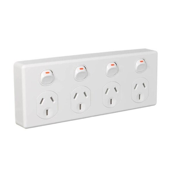 Clipsal Classic C2015D4-WE - Quad Gang power point 10 Amp - White