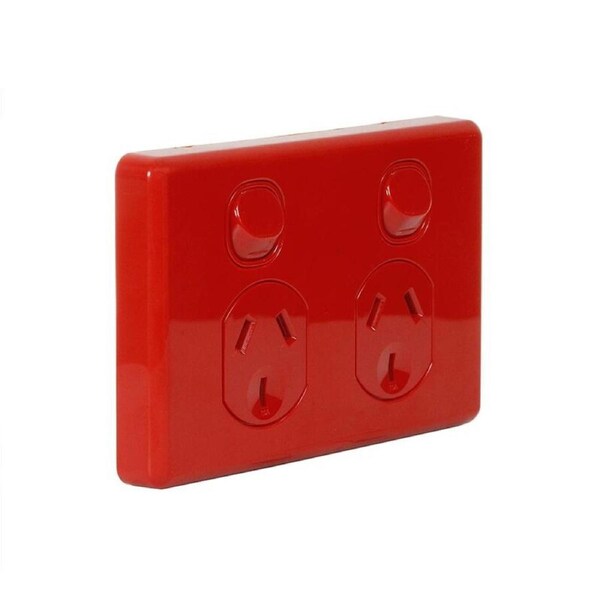 CLIPSAL C2025RD - Double Power Point GPO 10Amp 250v Red (Classic Series)