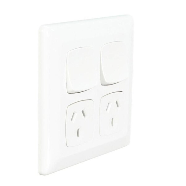 Clipsal P2025/2 - Double power point GPO 10Amp 250v White (P2000 Series)