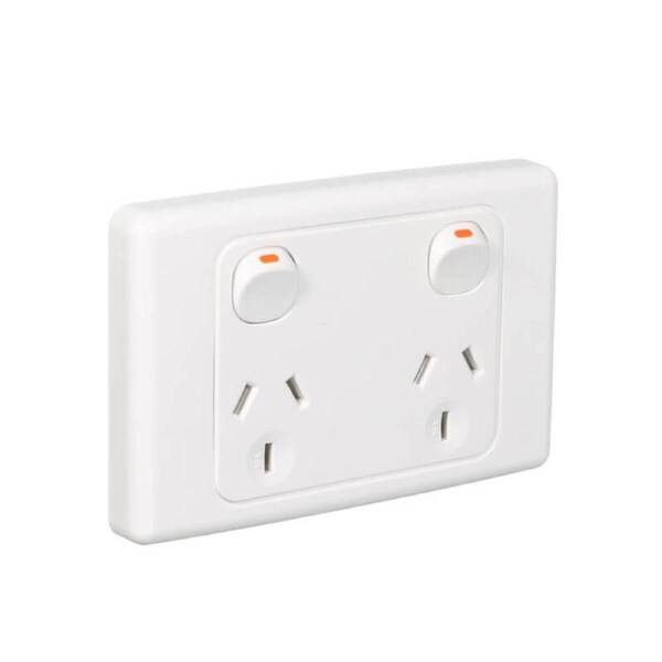 Clipsal 2025D - 10Amp Double Pole , Double Power Point White - 2000 Series