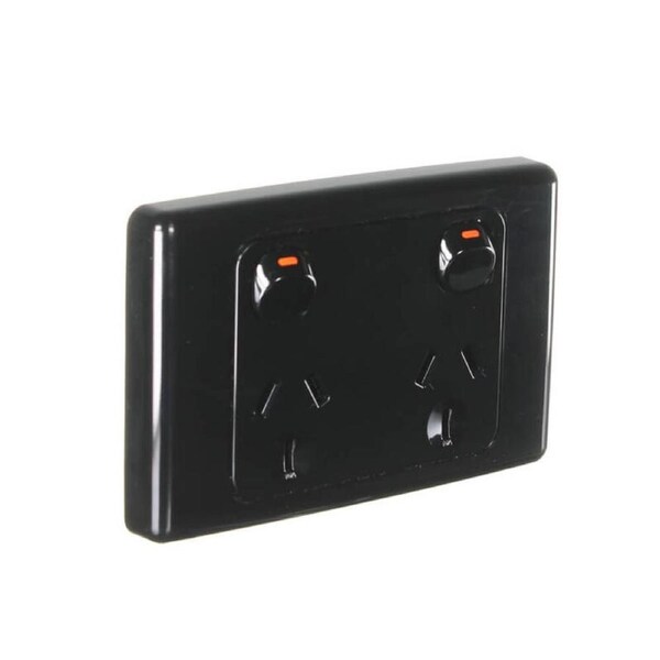 CLIPSAL 2025-BK - Black 10 amp Double Power Point - 2000 Series