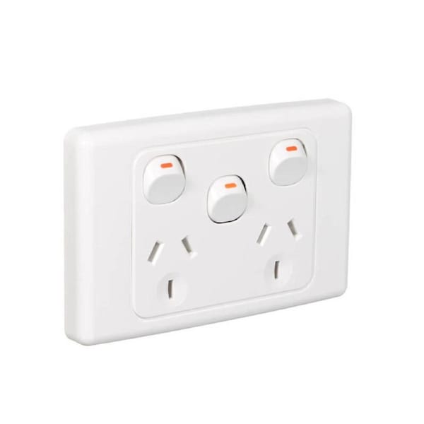 Clipsal 2025XA-WE - 10Amp Double Power Point With Extra Switch White - 2000 Series