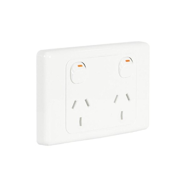 Clipsal 2025-WE - Double power point GPO 10Amp - White (2000 Series)