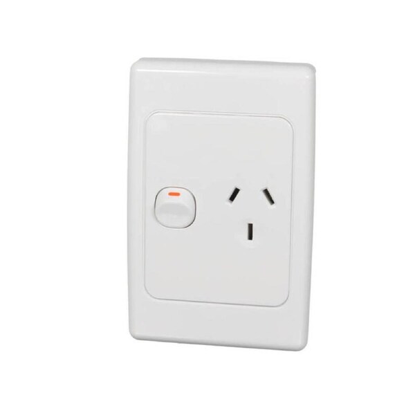 Clipsal 2015V-WE - 10Amp Single Vertical Power Point White - 2000 Series