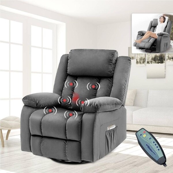 Advwin Electric Recliner Chair Chenille Grey
