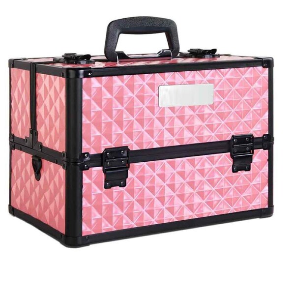 Portable Cosmetic Makeup Suitcase - Diamond Pink