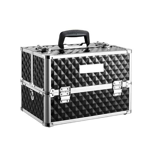 Portable Cosmetic Makeup Suitcase - Diamond Black