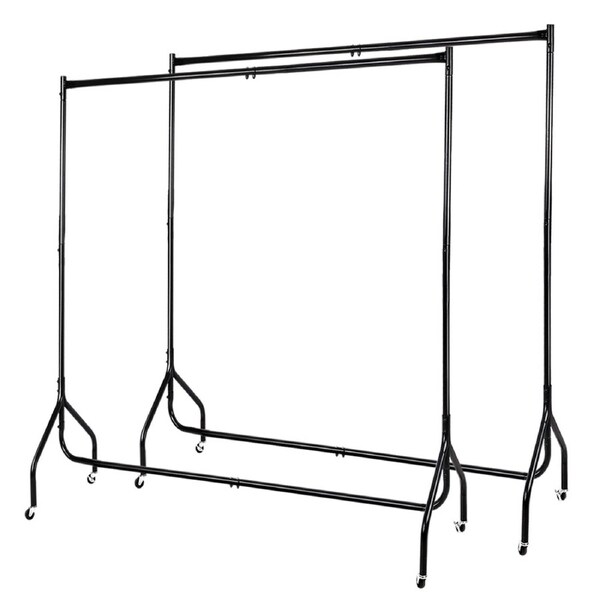 Metal Garment Rack Rail Hanger Set of 2 - Black