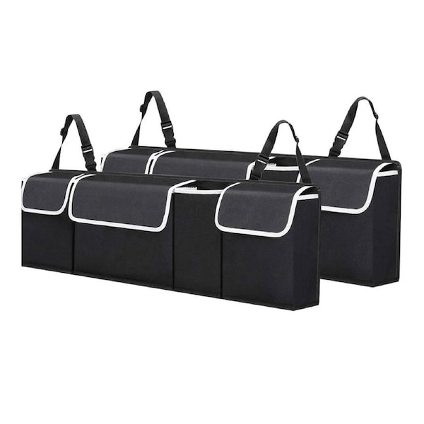 SOGA 2X Oxford Cloth Car Storage Trunk Organiser Backseat Multi-Purpose Interior Accessories Black
