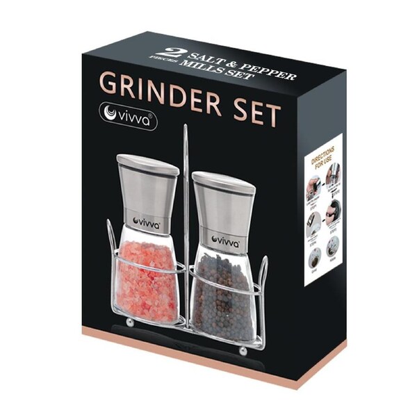 2pcs 160ml Salt and Pepper Grinders Stainless Steel Ceramic Mills