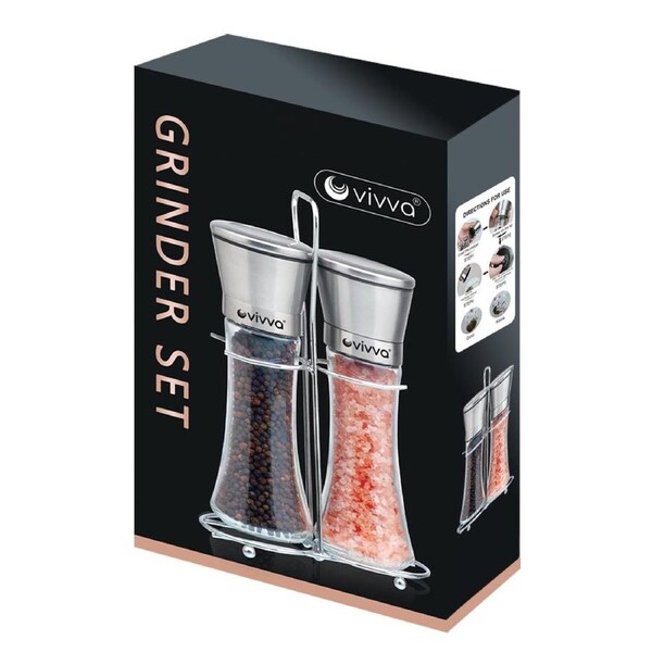 2pcs 180ml Salt and Pepper Grinders Stainless Steel Ceramic Mills