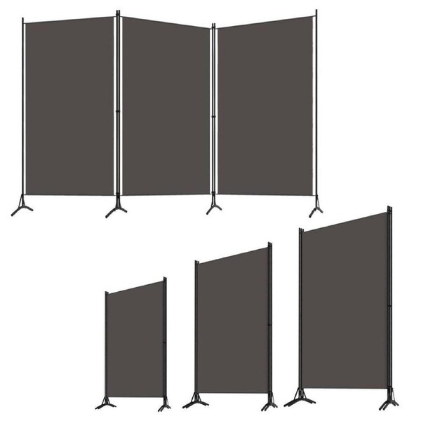 3 Panel Room Divider Privacy Screen Steel Frame Stand Foldable Grey 2.6m x 1.8m