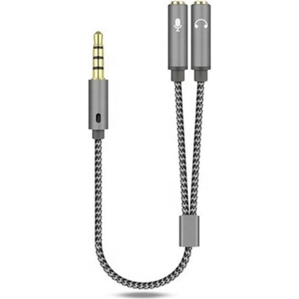 3.5mm Male to 2 Female Audio Jack Headset Microphone Splitter Cable