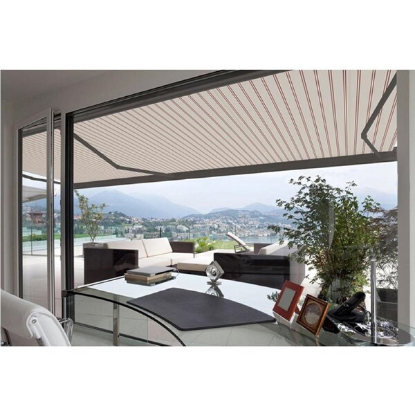 Advaning Classic 13x10' 3.96m x 3.05m Electric Acrylic Retractable Awning Beige w/ Brick Red