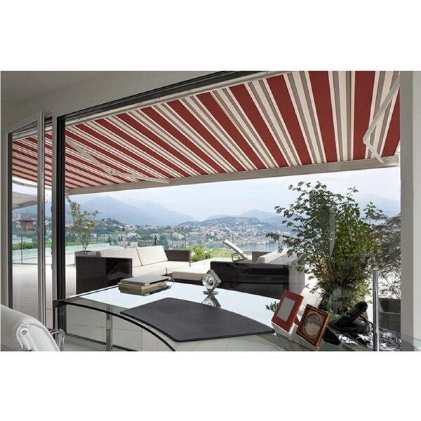 Advaning Luxury 14x10' 4.27m x 3.05m Electric Acrylic Retractable Awning Brick Red w/ Sand Beige
