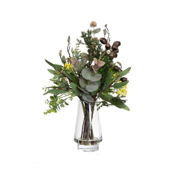 Glamorous Fusion Gumnut Native Artificial Plant Decorative Arrangement 45cm In Glass - Multi Color