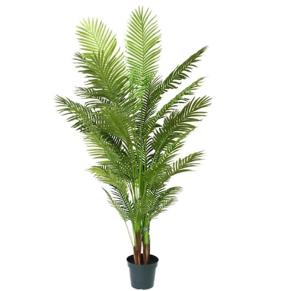 Bright Green Areca Palm Tree Artificial Fake Plant Decorative 213cm In Pot - Green