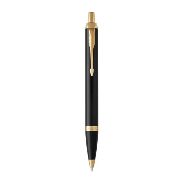 PARKER IM Ballpoint Pen - Black Gold Trim Medium Blue Tip