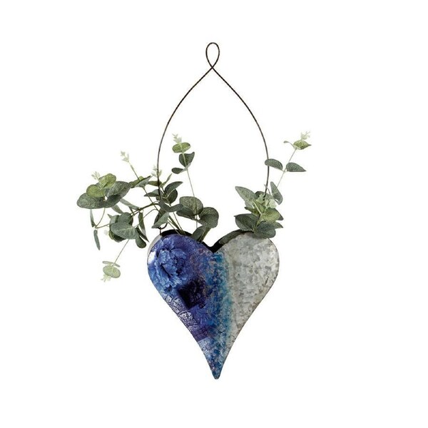 Willow & Silk Heart Design Hanging Pot Planter