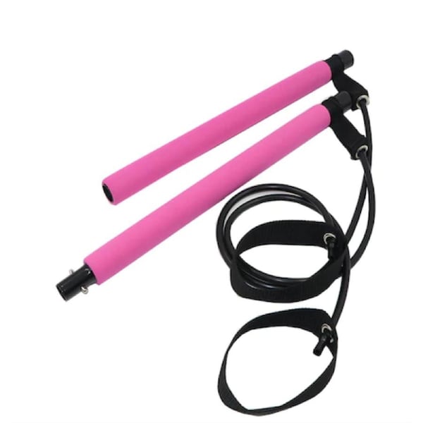 Topok Pink Yoga Resistance Bands Pilates Stick Bodybuilding Crossfit Gym Rubber Tube Elastic Bands Fitness Equipment Training Exercise - Pink One Size