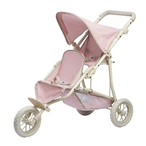 Olivia’s Little World Polka Dot Princess Twin Baby Doll Jogging Stroller, Pink/Grey