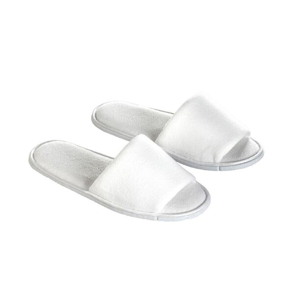 Open Toe Velour 28cm White Hotel Slipper x 100 Pairs