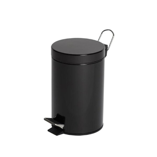 Powder Coated 3 Litre Black Bathroom Bin x 1