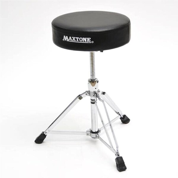 Drum Throne with Embroidered Maxtone Logo, Height Adjustable 46.5-60cm, Padded Seat, Double Braced Legs