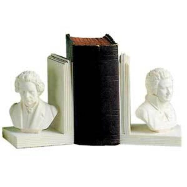 Beethoven & Mozart Bookends - Pair, Alabaster & Marble Powder, Artisan Made in Volterra, Italy