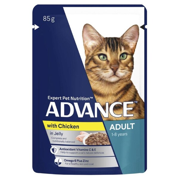 Advance Adult 1+ Wet Cat Food w/ Chicken in Jelly 12 x 85g