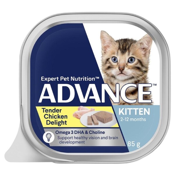 Advance Kitten 2-12 Months Wet Cat Food Tender Chicken Delight 7 x 85g
