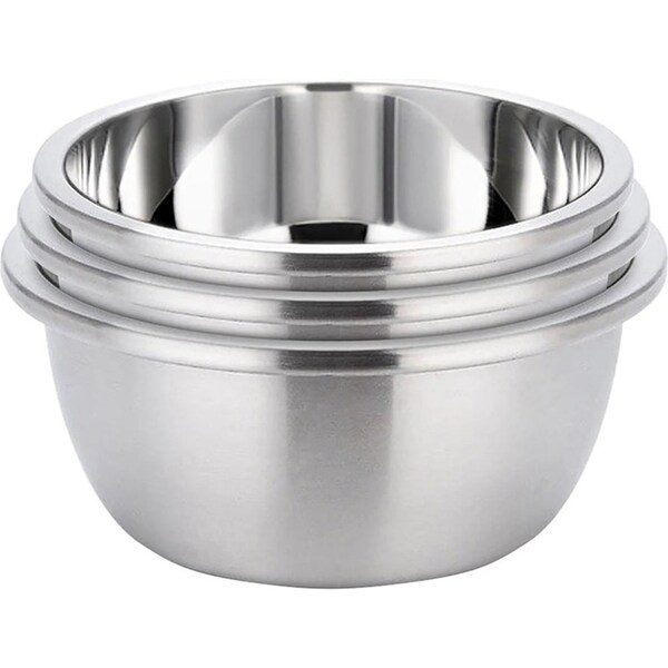 SOGA 3Pcs Deepen Matte Stainless Steel Stackable Baking Washing Mixing Bowls Set Food Storage Basin