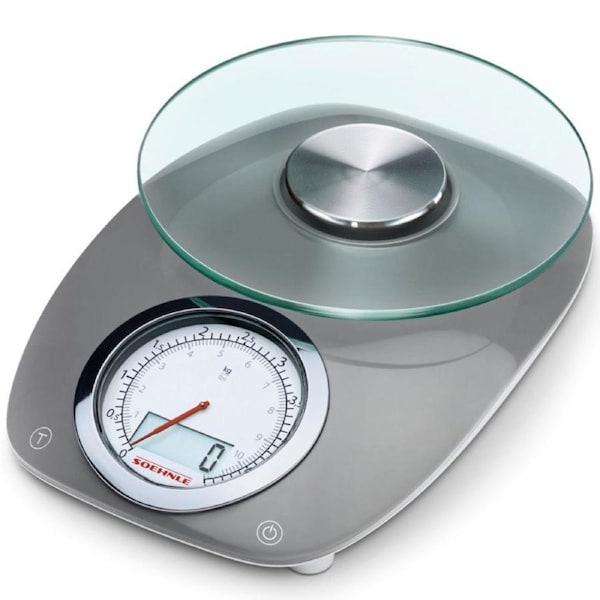 Soehnle Vintage / Retro Style Digital & Analogue Kitchen Scales 5Kg Capacity in Grey