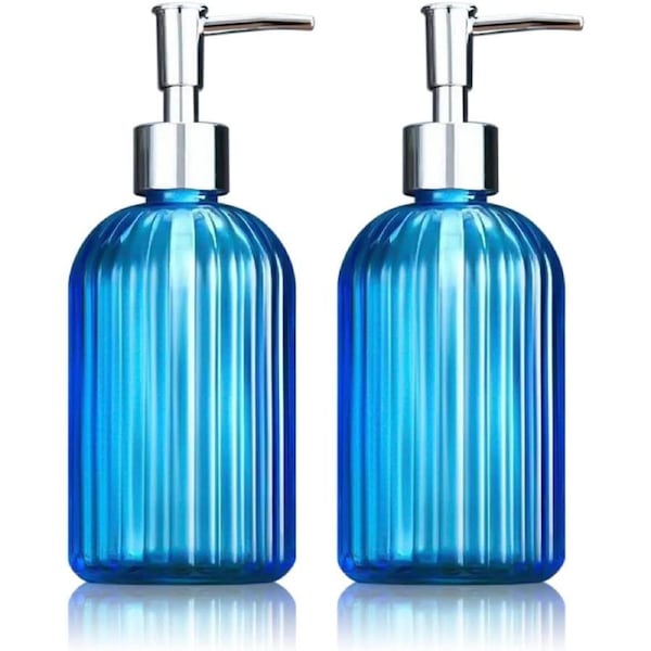 14oz Liquid Jar Soap Dispenser,Refillable Liquid Bottle Dispenser, for Bathroom Kitchen Dish Soap, Shampoo Lotion Bottle (2PC)