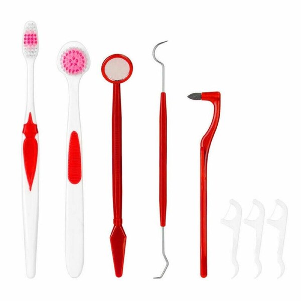 Ozoffer 2 Sets Dental Hygiene Teeth Cleaning Tongue Tooth Brush Stain Eraser Mirror Kit